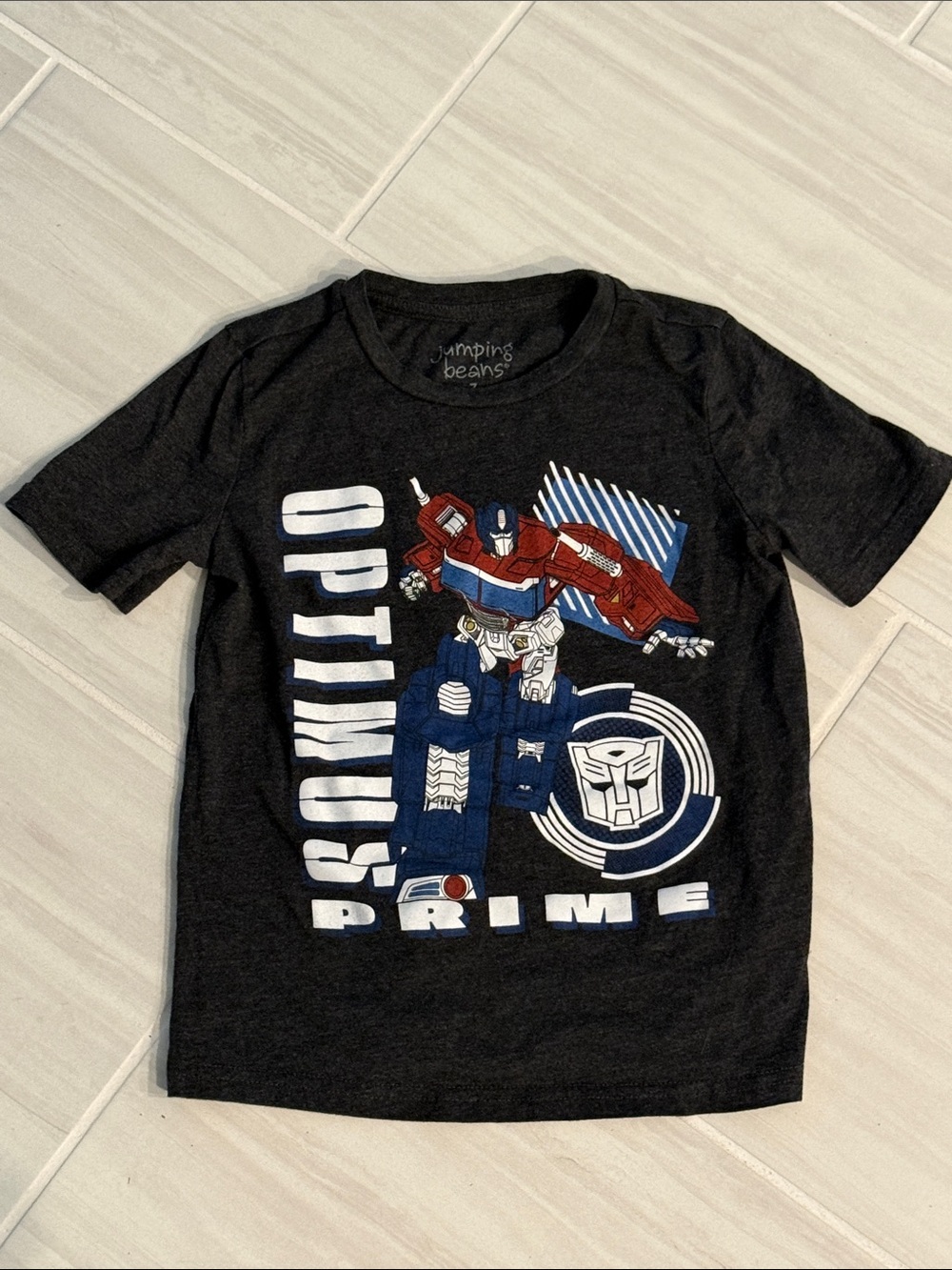 Jumping Beans Black Optimus Prime Graphic Tee with Red & Blue Art